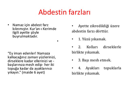Abdestin Farzlar